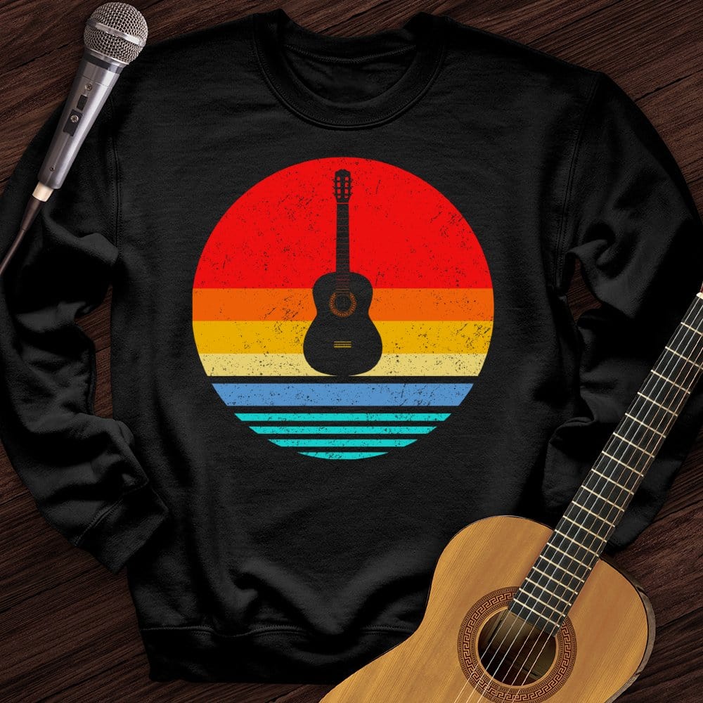 Printify Sweatshirt Black / S Colorful Vintage Guitar Crewneck