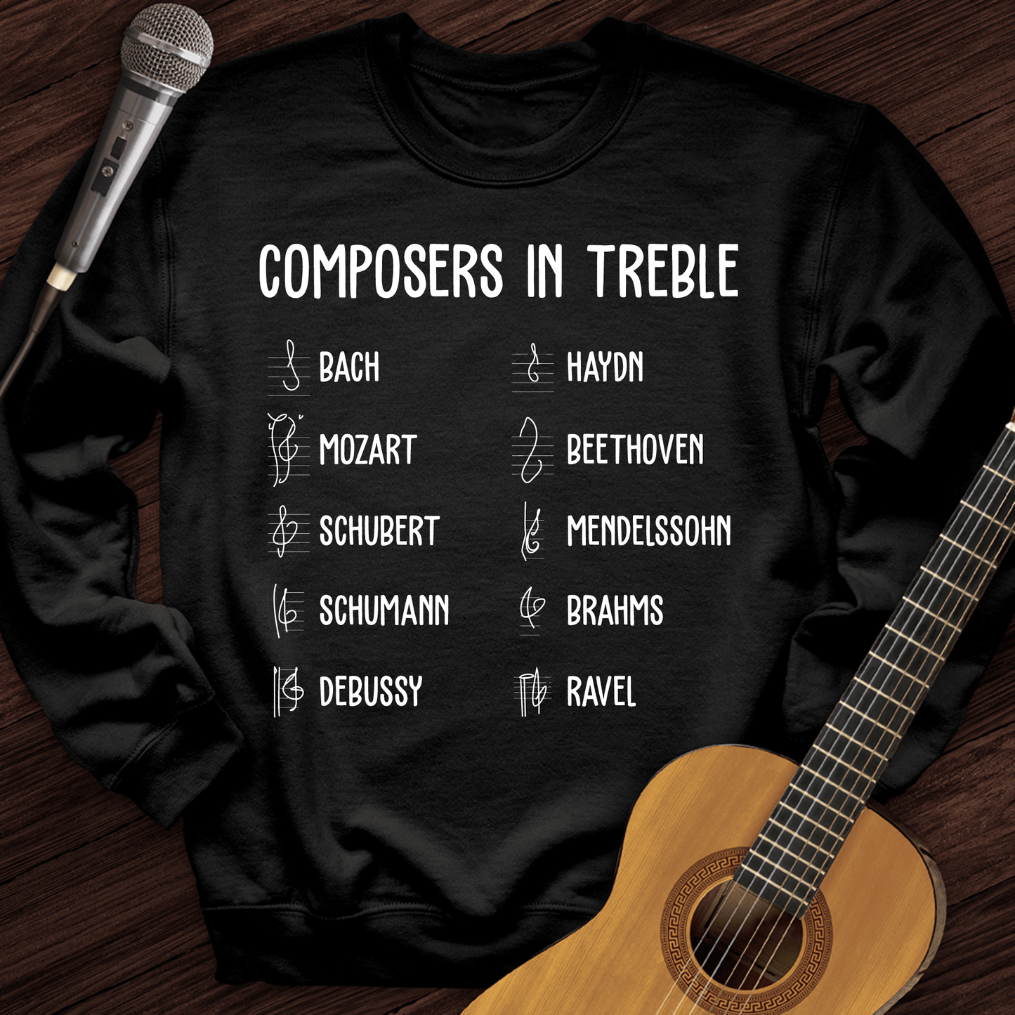 Printify Sweatshirt Black / S Composers In Treble Crewneck