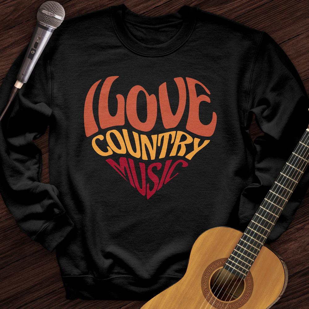 Printify Sweatshirt Black / S Country Music Love Crewneck