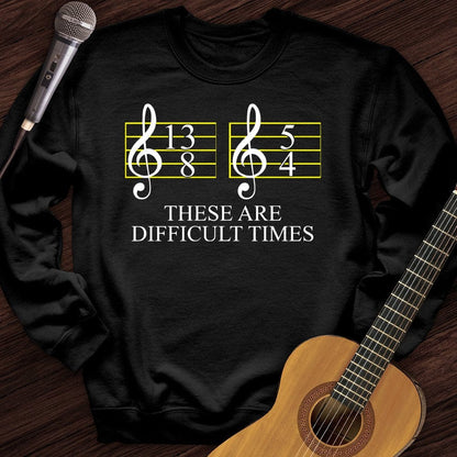 Printify Sweatshirt Black / S Difficult Times Crewneck