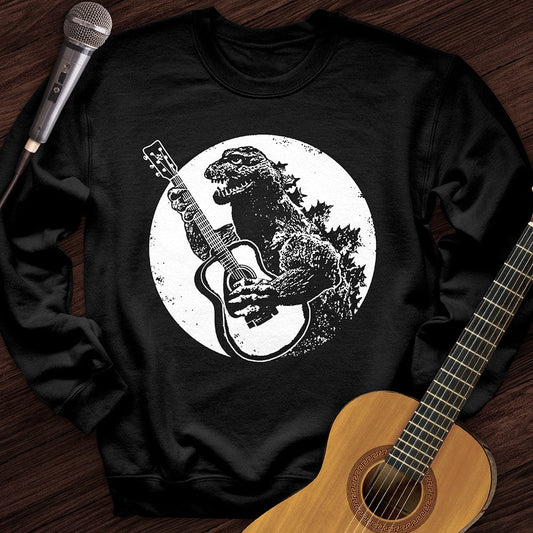 Printify Sweatshirt Black / S Dinosaur Guitar Crewneck