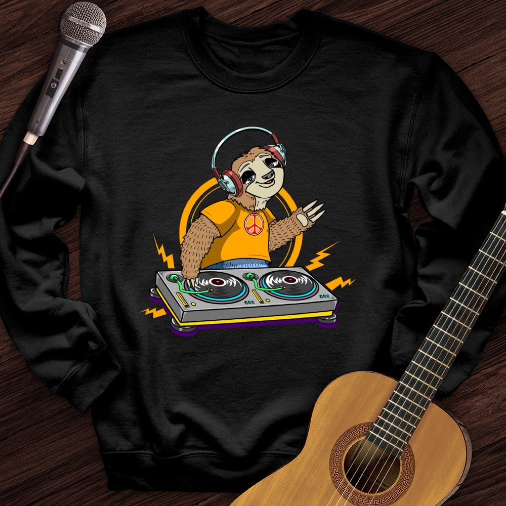 Printify Sweatshirt Black / S DJ Sloth Crewneck