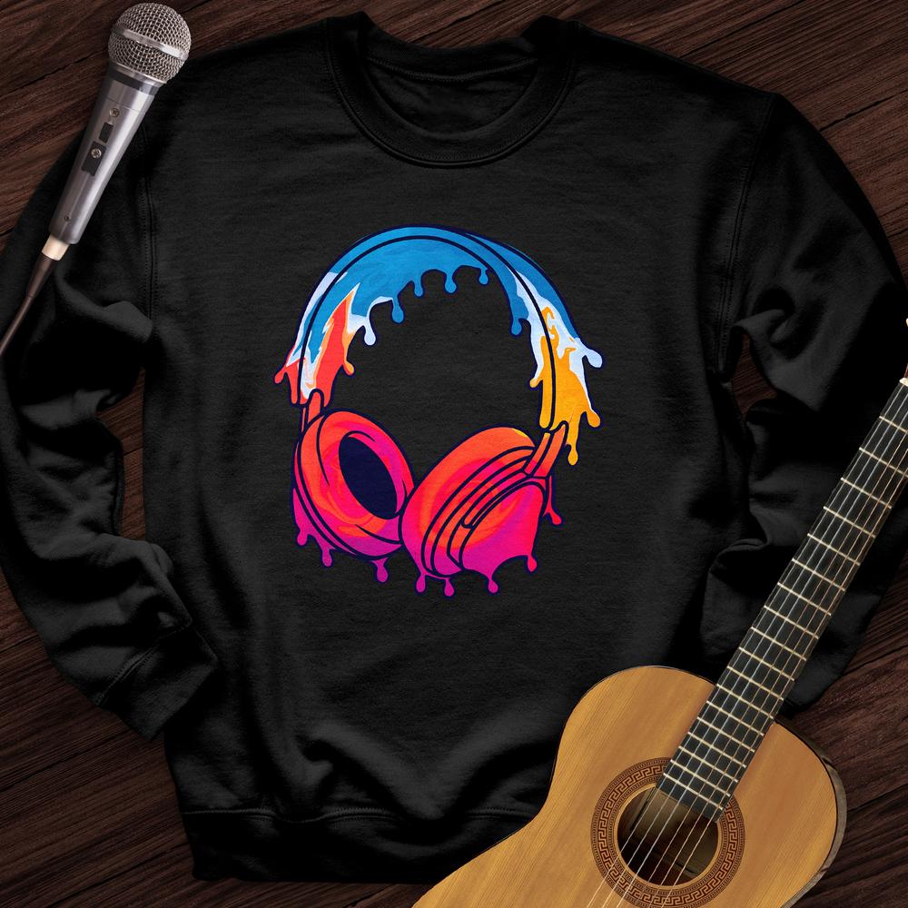 Printify Sweatshirt Black / S Drip Headphones Crewneck