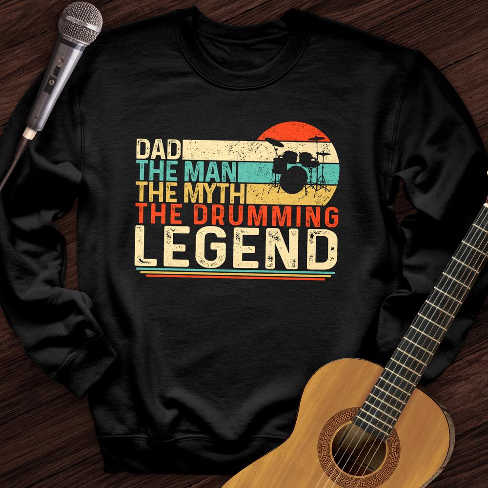 Printify Sweatshirt Black / S Drummer Legend Dad Crewneck