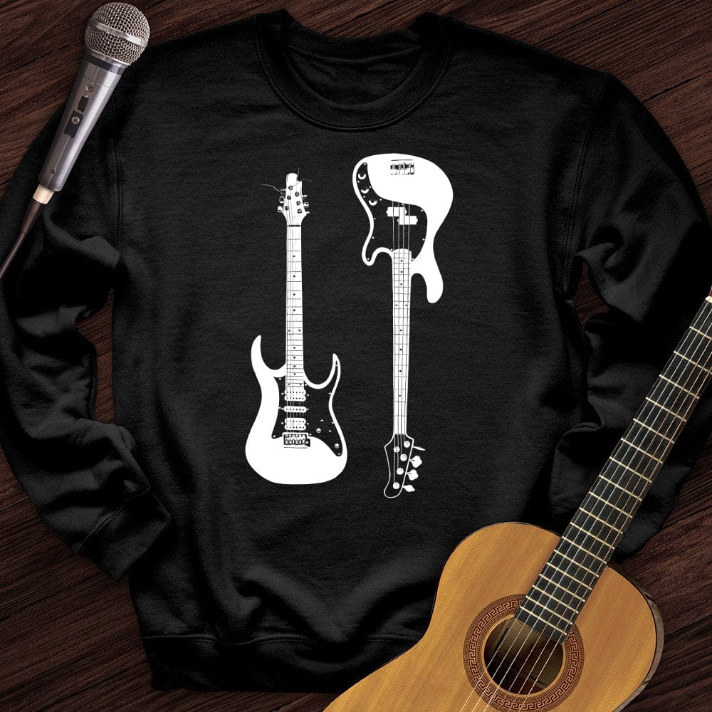 Printify Sweatshirt Black / S Electric and Bass Guitar Crewneck