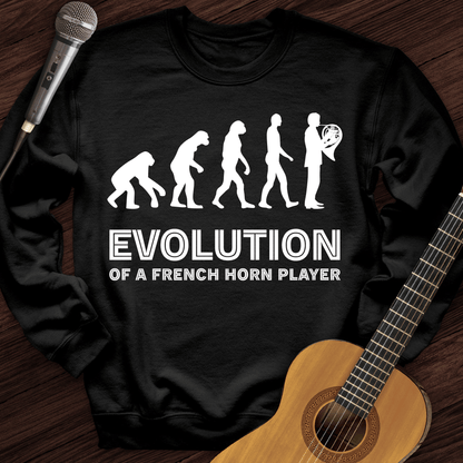 Printify Sweatshirt Black / S Evolution Of A French Horn Player Crewneck