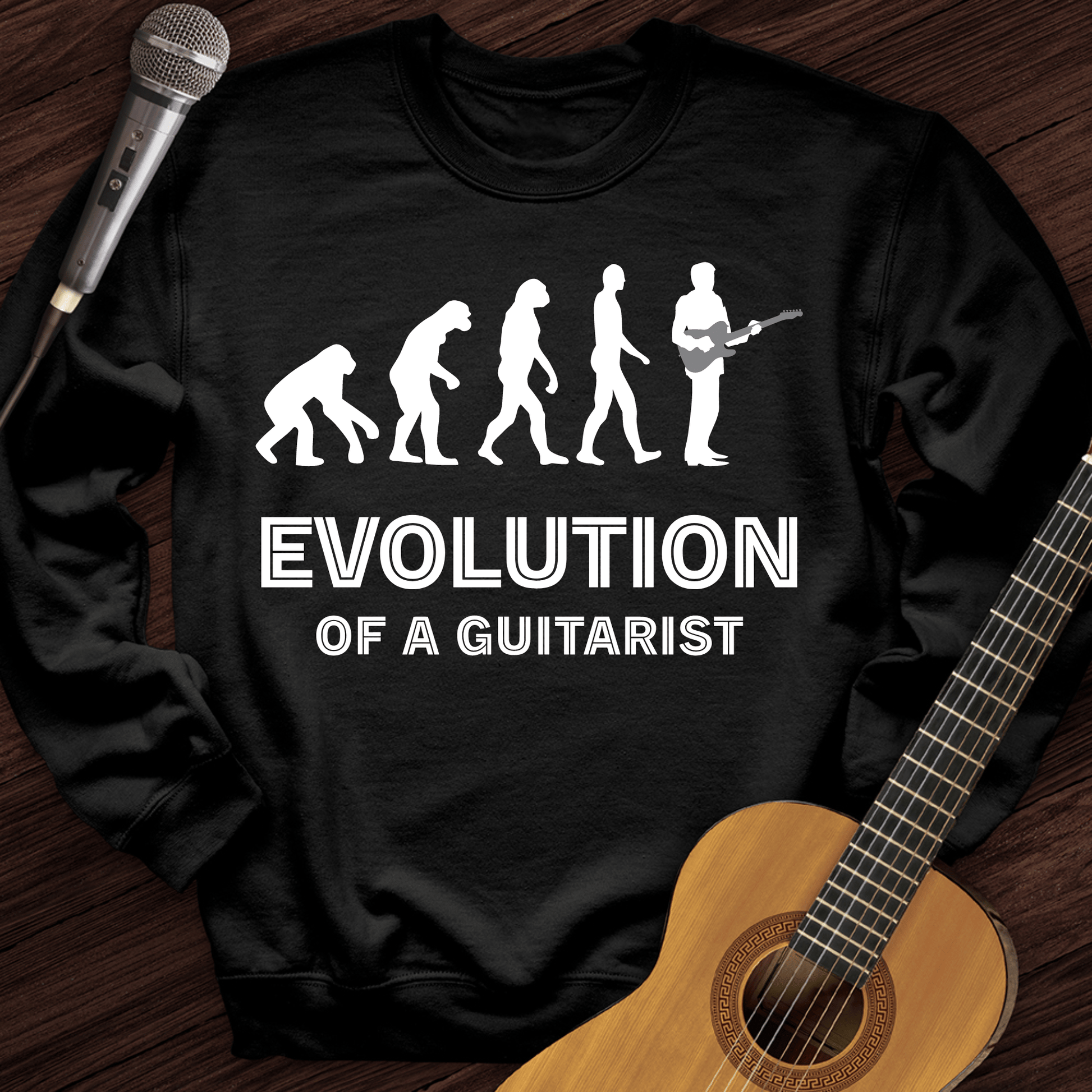 Printify Sweatshirt Black / S Evolution Of A Guitarist Crewneck