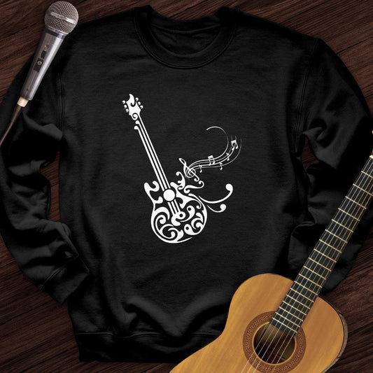 Printify Sweatshirt Black / S Floral Guitar Crewneck