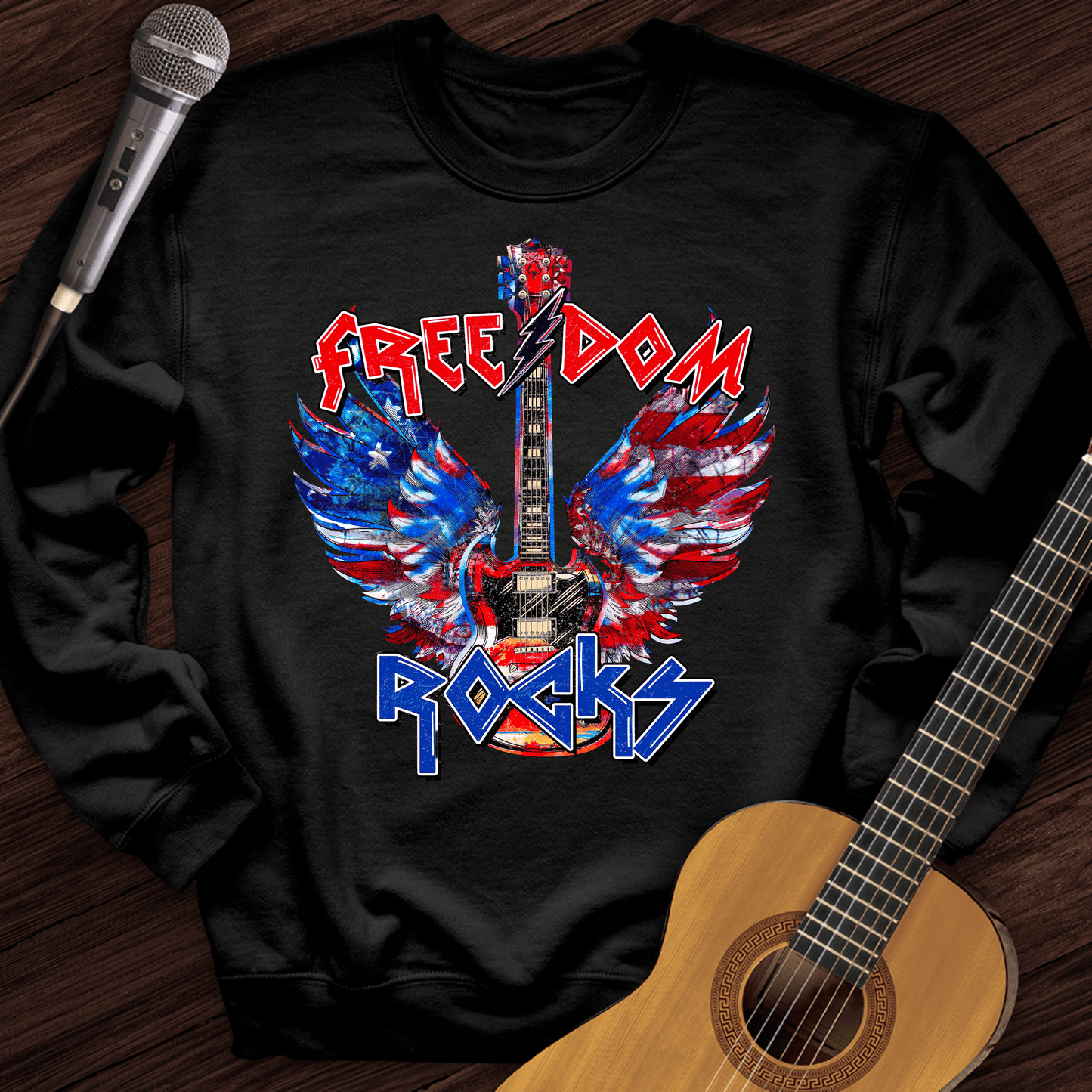 Printify Sweatshirt Black / S Freedom Rocks Crewneck