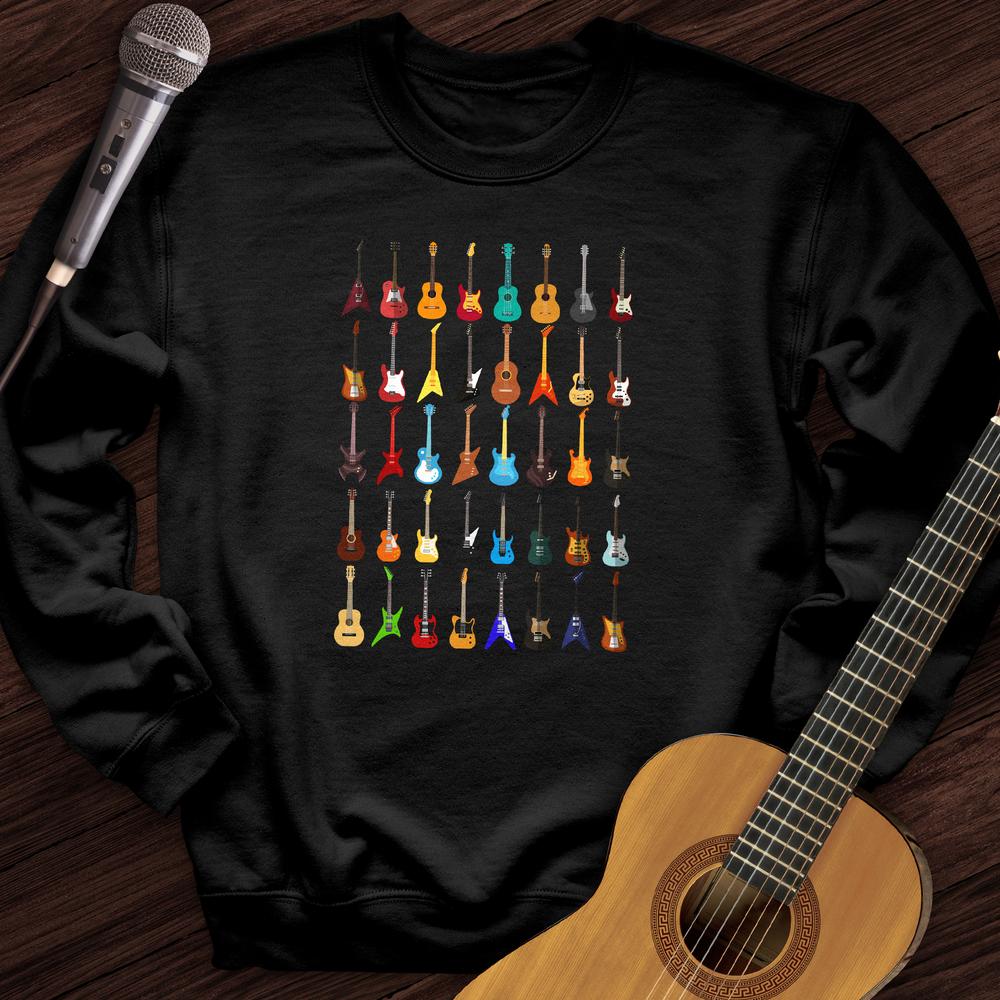 Printify Sweatshirt Black / S Guitar Collection Crewneck