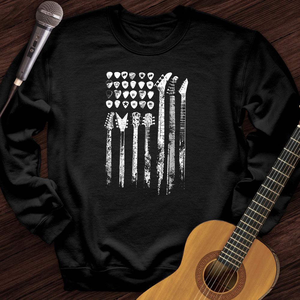 Printify Sweatshirt Black / S Guitar Flag Crewneck