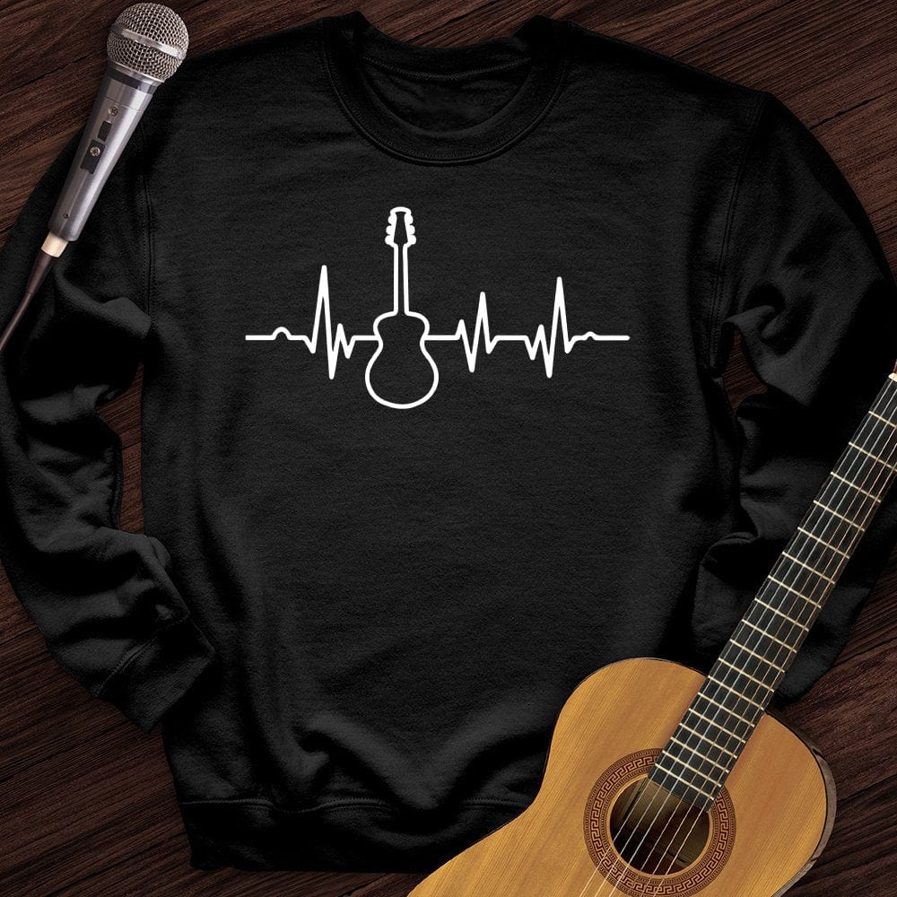 Printify Sweatshirt Black / S Guitar Heartbeat Crewneck