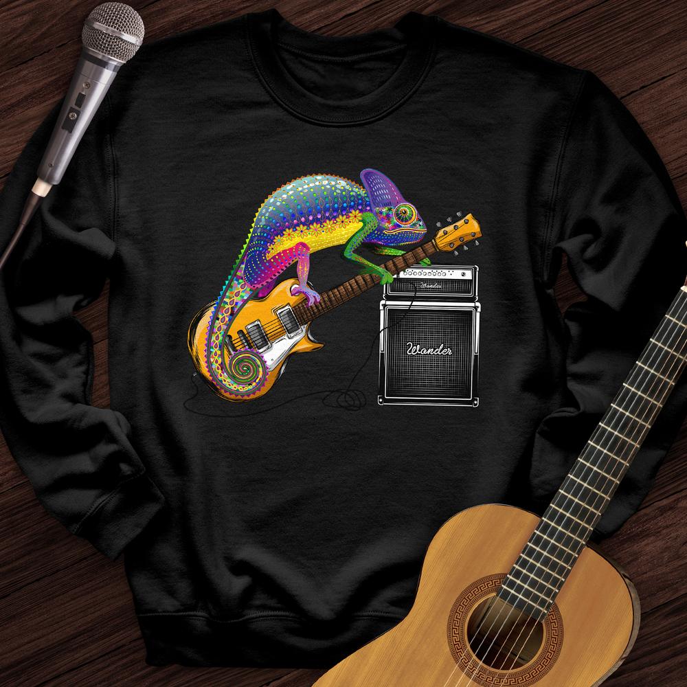 Printify Sweatshirt Black / S Guitar Lizard Crewneck