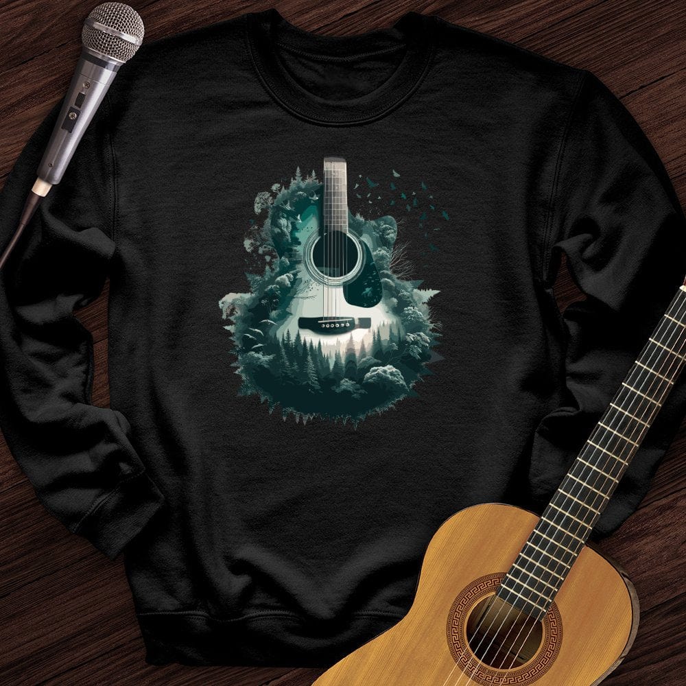 Printify Sweatshirt Black / S Guitar Nature Crewneck