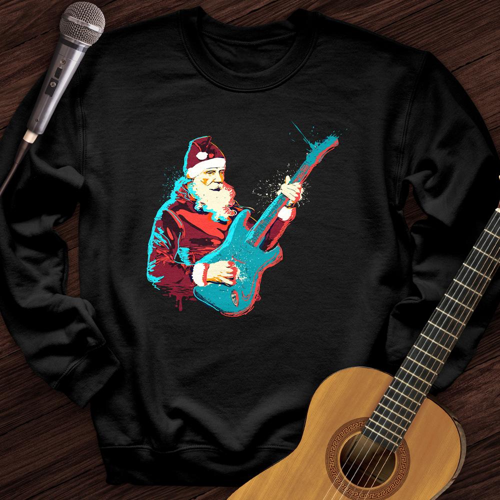 Printify Sweatshirt Black / S Guitar Santa Crewneck