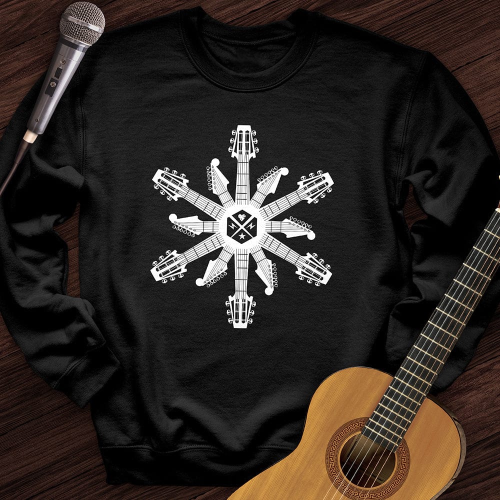 Printify Sweatshirt Black / S Guitar Snowflake Crewneck