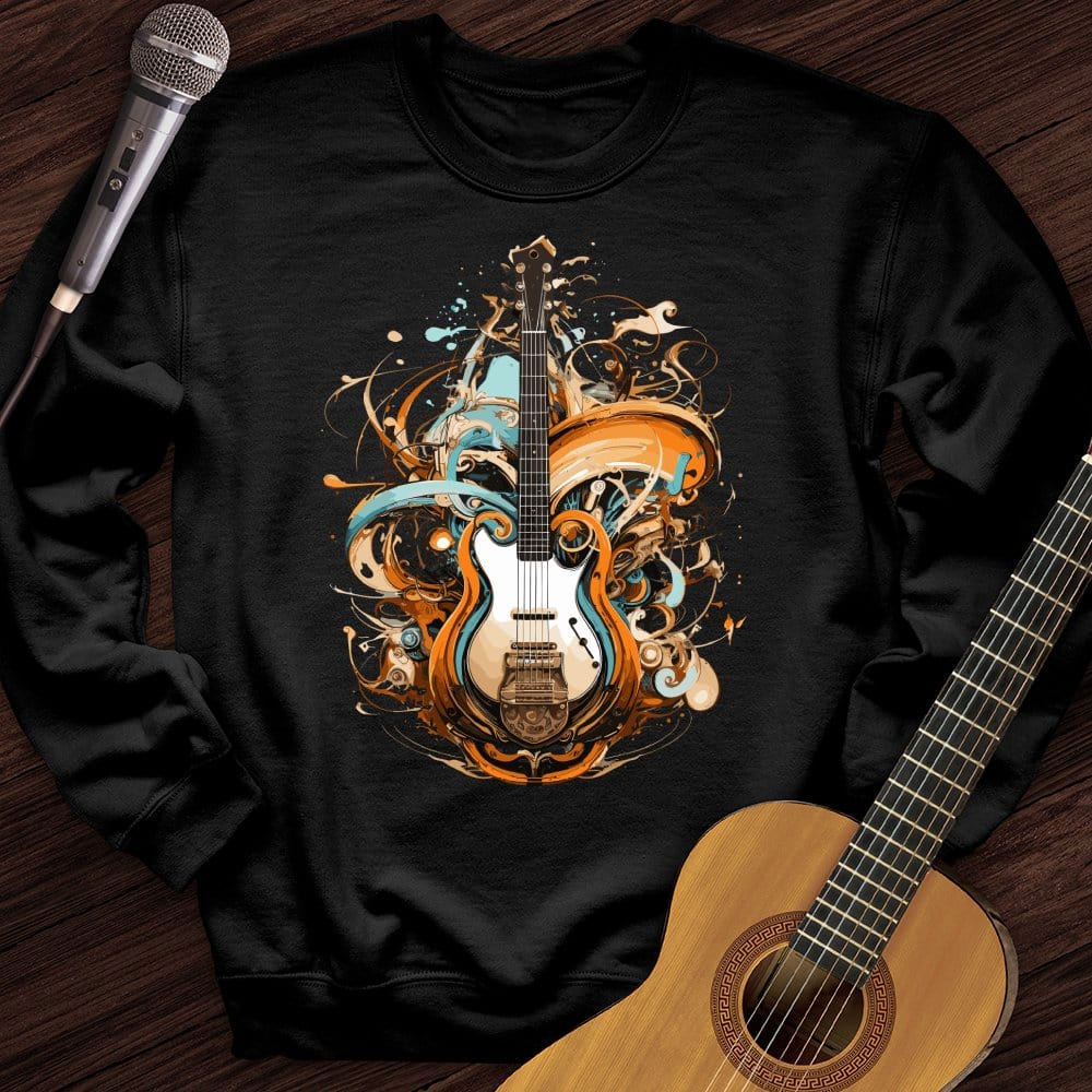 Printify Sweatshirt Black / S Guitar Steampunk Crewneck