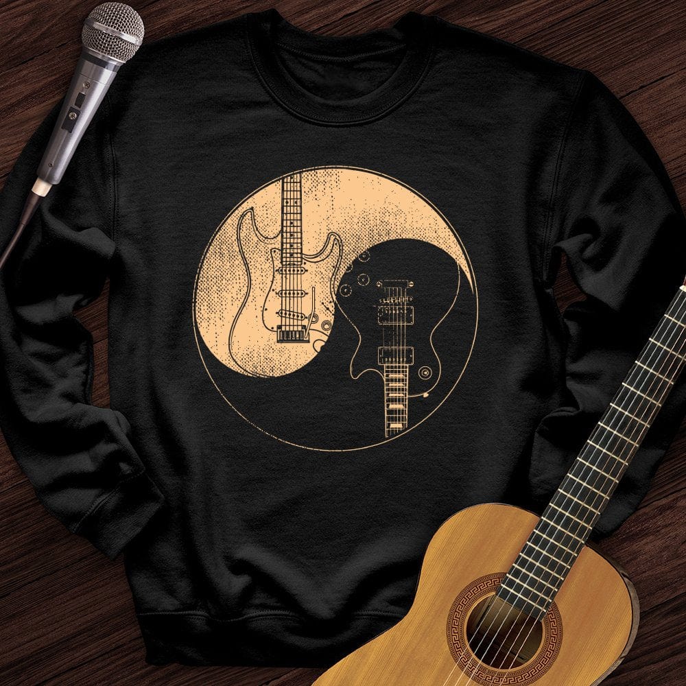 Printify Sweatshirt Black / S Guitars Yin Yang Crewneck