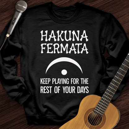 Printify Sweatshirt Black / S Hakuna Fermata Crewneck