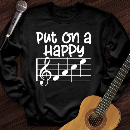 Printify Sweatshirt Black / S Happy Face Crewneck