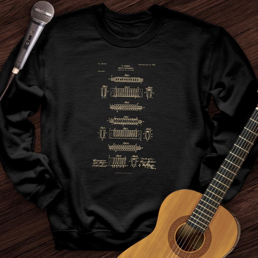 Printify Sweatshirt Black / S Harmonica Patent Crewneck