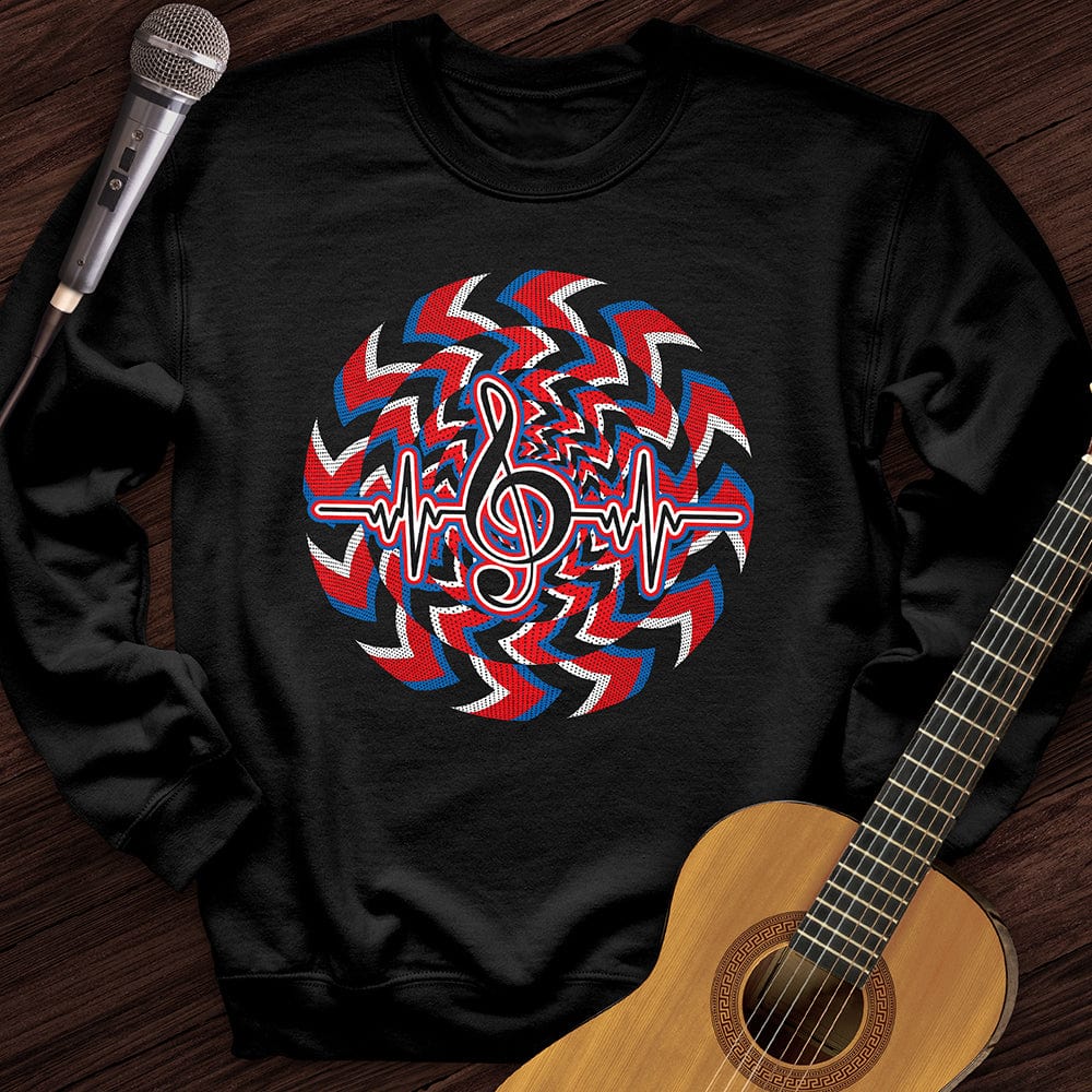 Printify Sweatshirt Black / S Heartbeat Music Note Crewneck