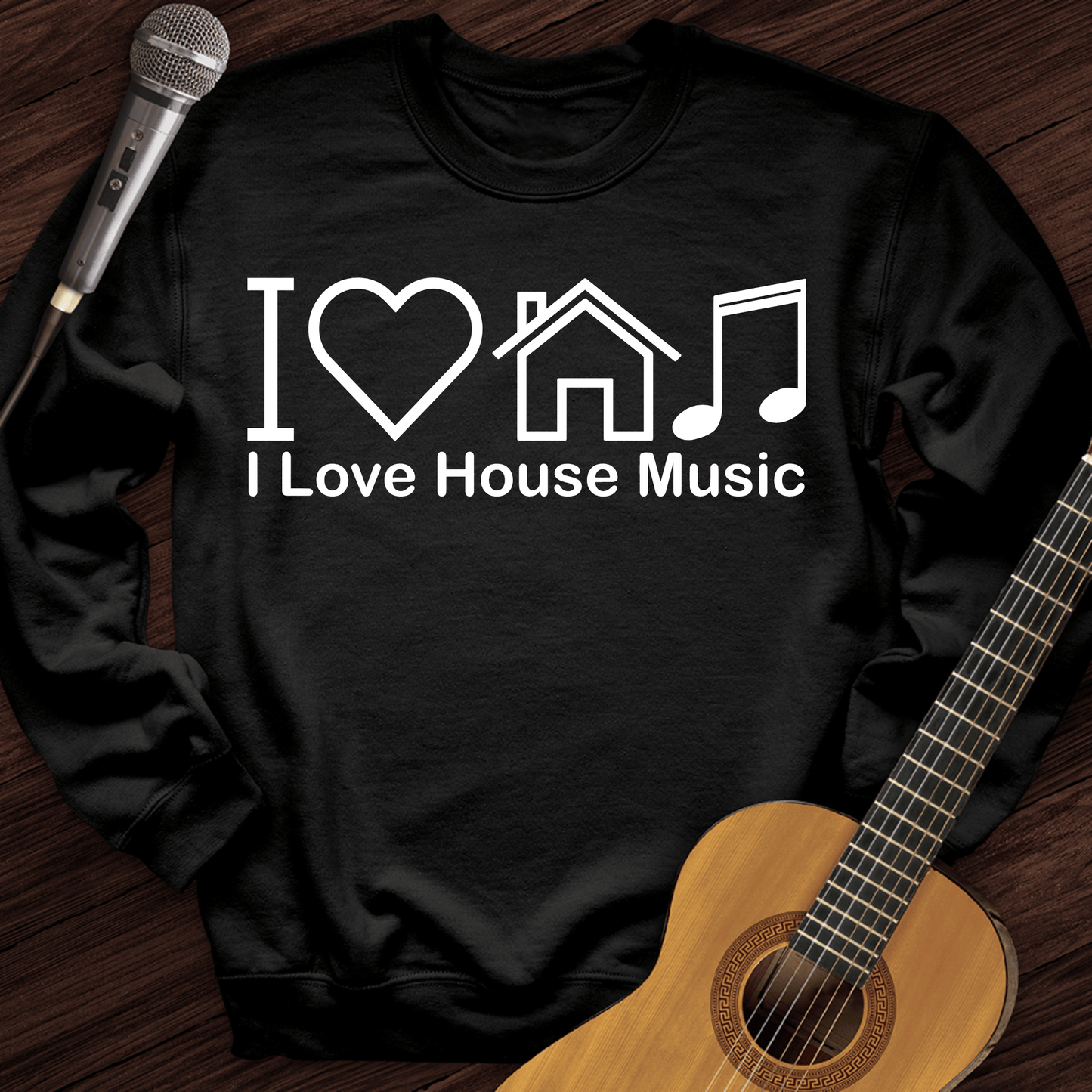 Printify Sweatshirt Black / S I Love House Music Crewneck