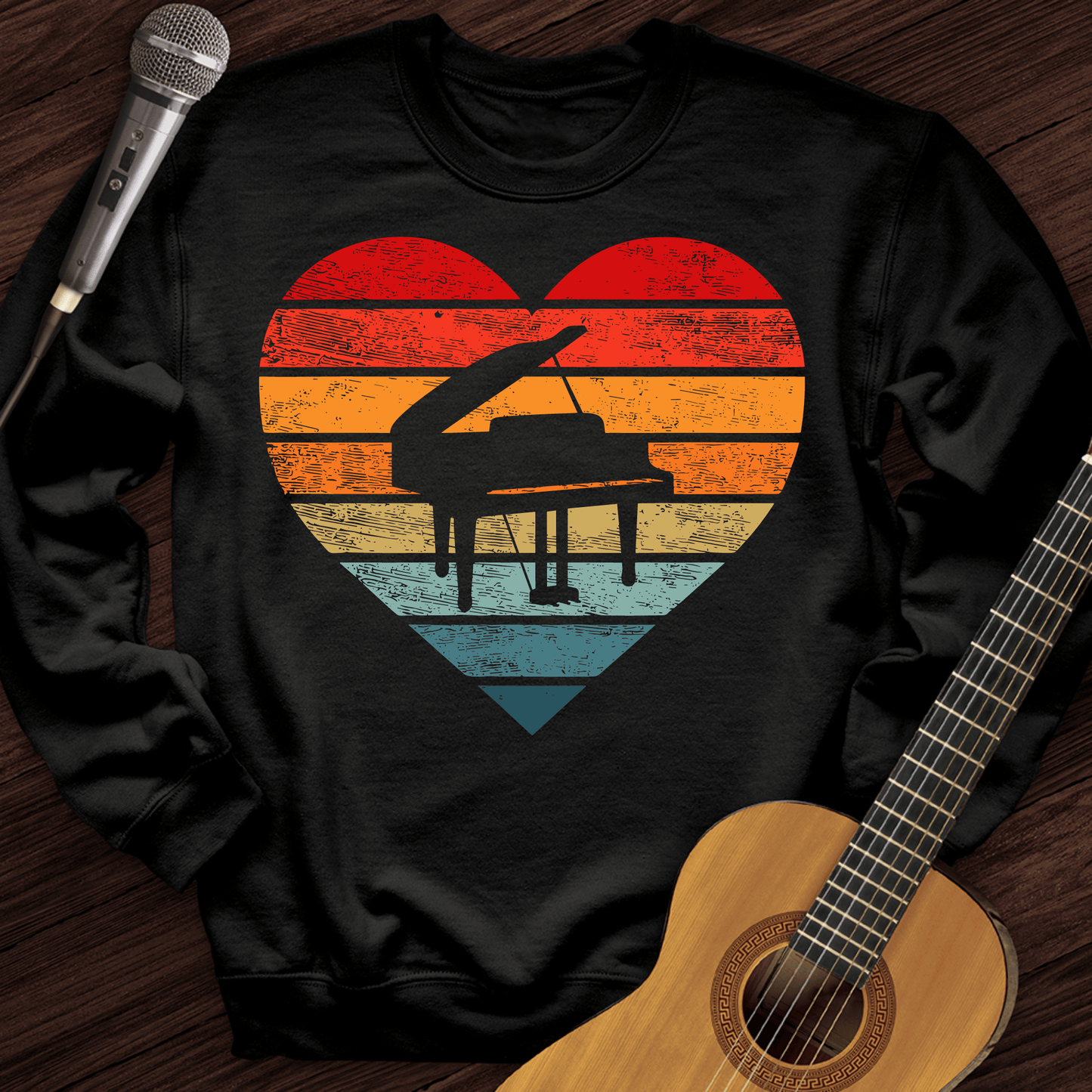 Printify Sweatshirt Black / S I Love Piano Crewneck