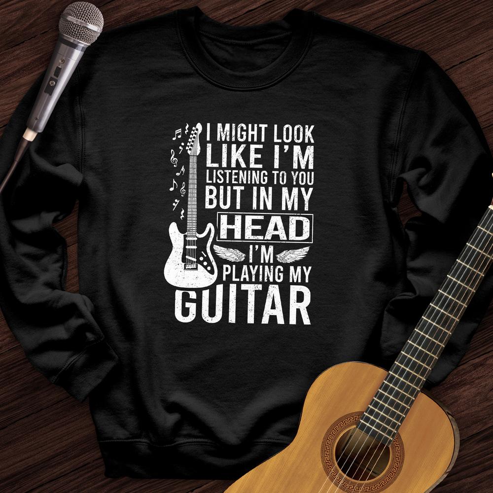 Printify Sweatshirt Black / S In My Head Guitar Crewneck