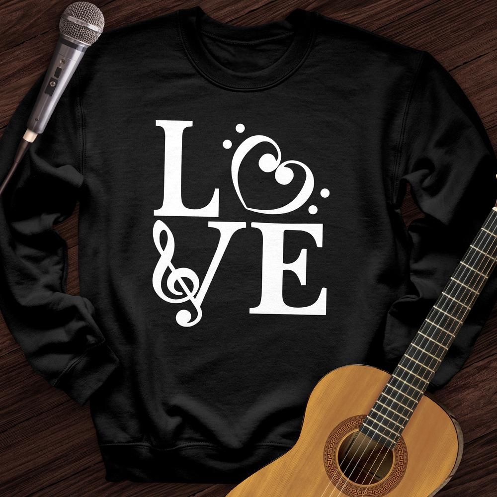 Printify Sweatshirt Black / S Love For Music Crewneck