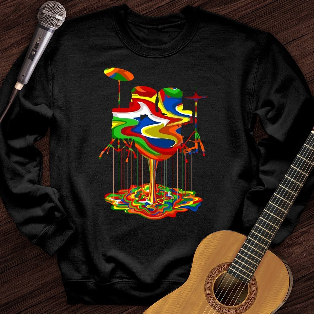 Printify Sweatshirt Black / S Melting Drums Crewneck