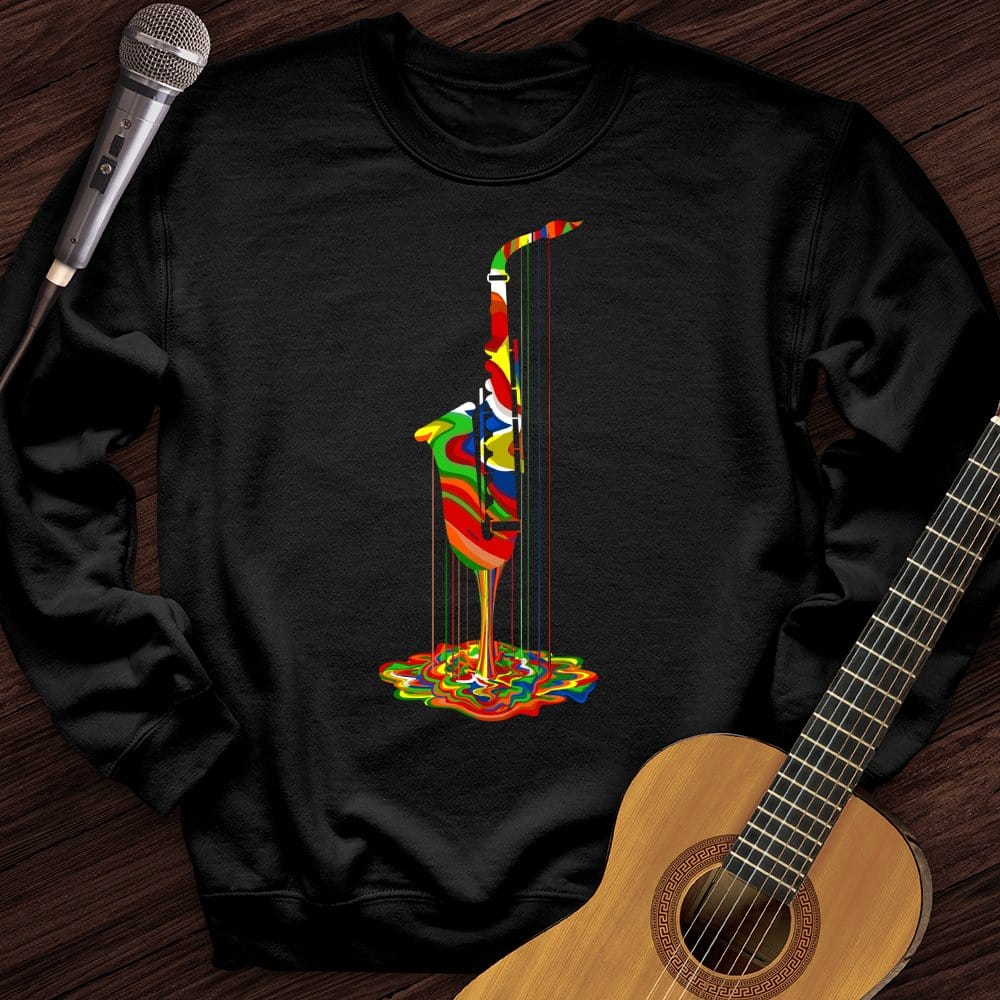 Printify Sweatshirt Black / S Melting Saxophone Crewneck