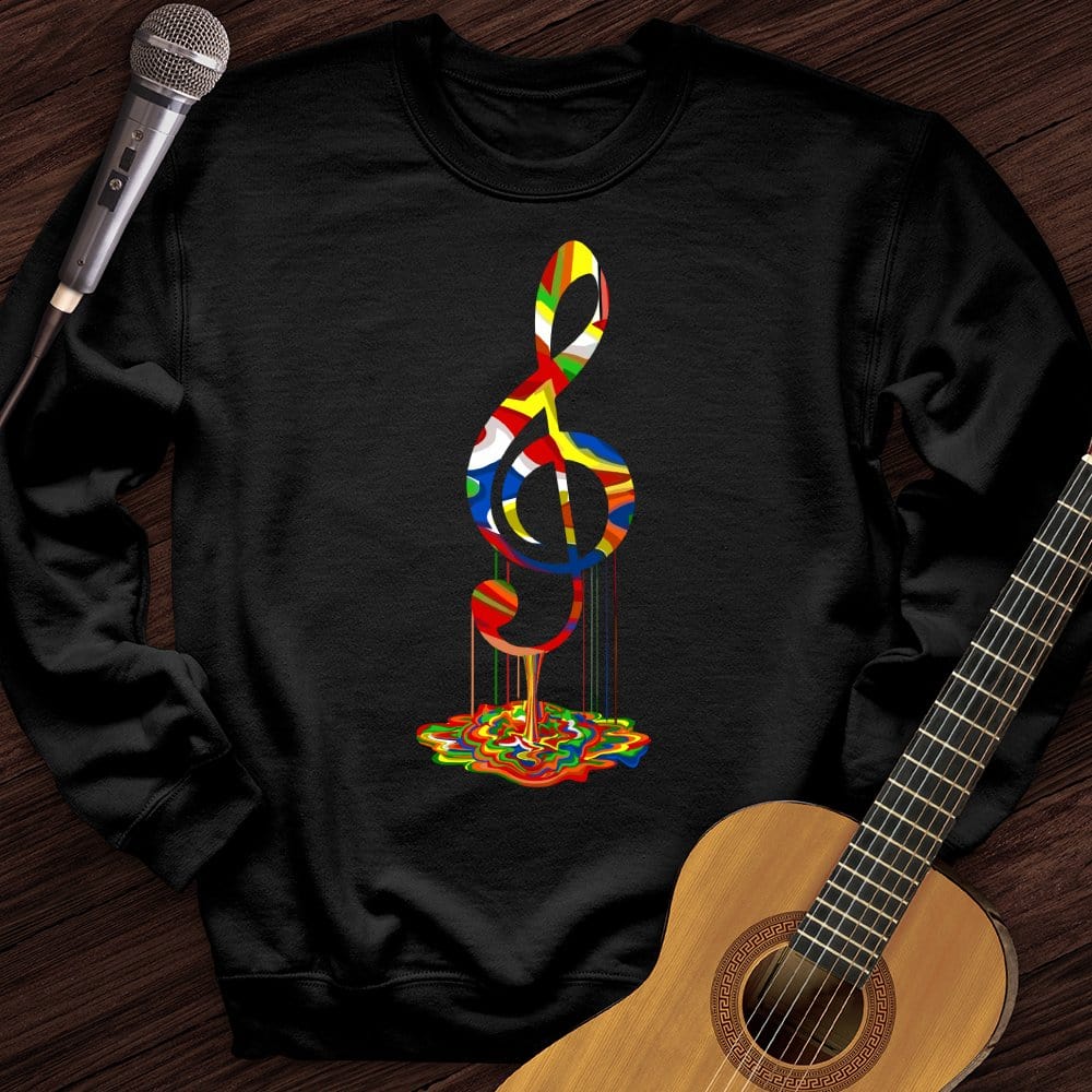 Printify Sweatshirt Black / S Melting Treble Clef Crewneck