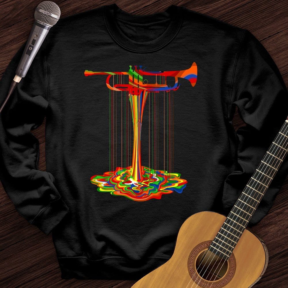 Printify Sweatshirt Black / S Melting Trumpet Crewneck