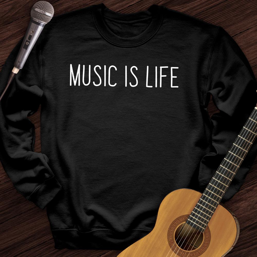 Printify Sweatshirt Black / S Music Is Life Crewneck