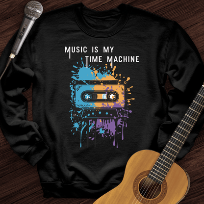 Printify Sweatshirt Black / S Music Is My Time Machine Crewneck