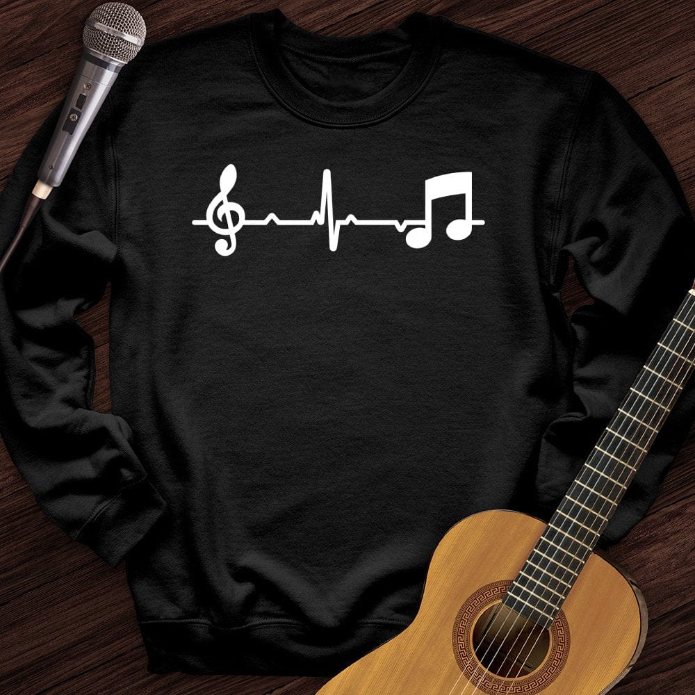 Printify Sweatshirt Black / S Music Note Heartbeat Crewneck