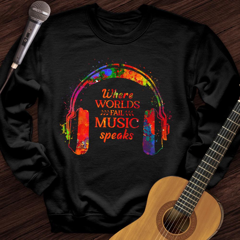 Printify Sweatshirt Black / S Music Speaks Crewneck