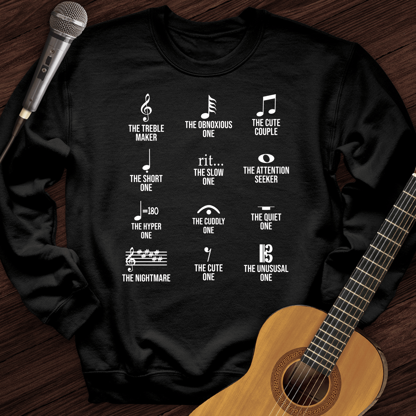 Printify Sweatshirt Black / S Musical Symbol Crewneck