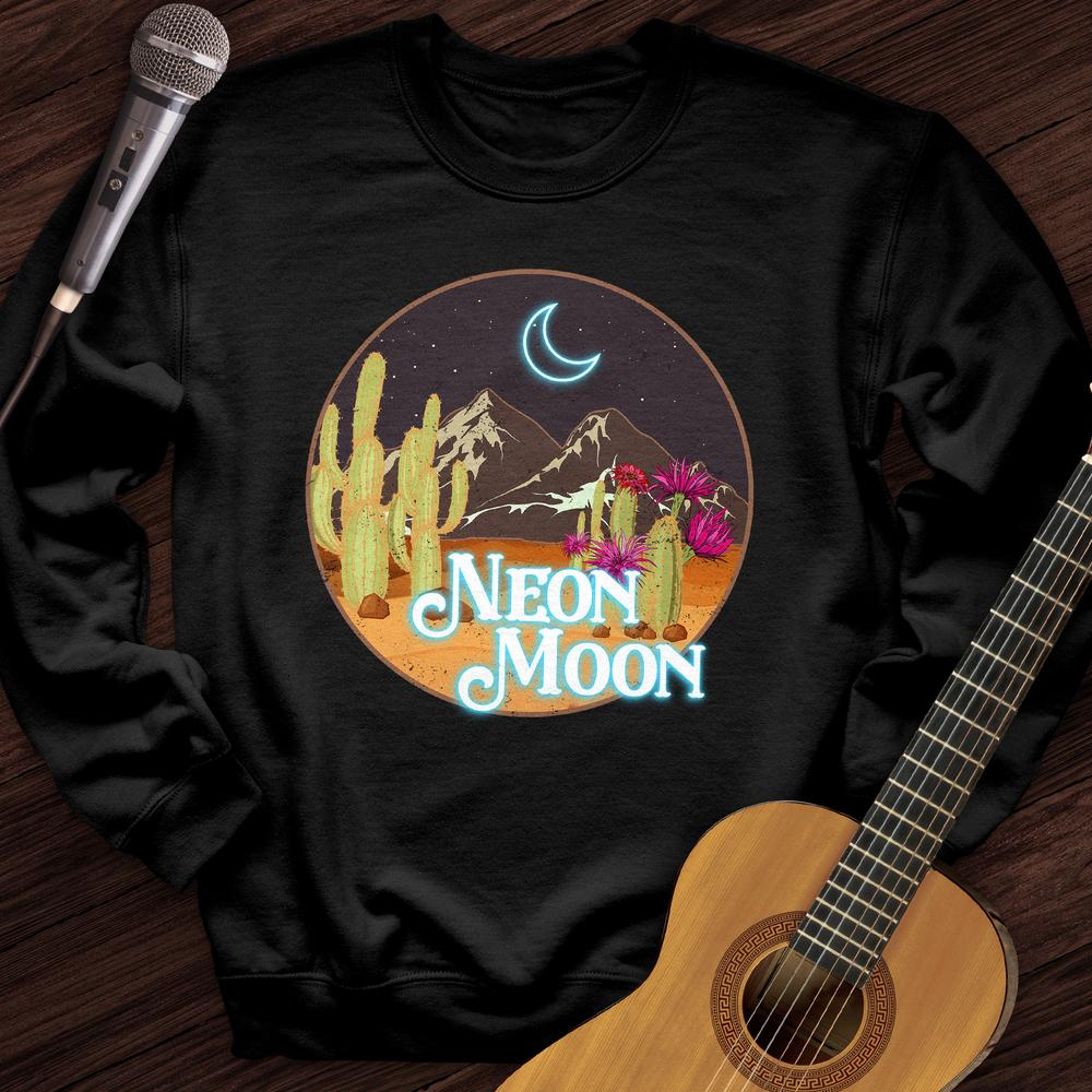 Printify Sweatshirt Black / S Neon Moon Crewneck