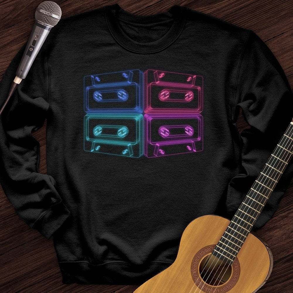Printify Sweatshirt Black / S Neon Tapes Crewneck
