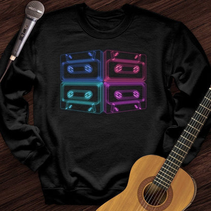 Printify Sweatshirt Black / S Neon Tapes Crewneck