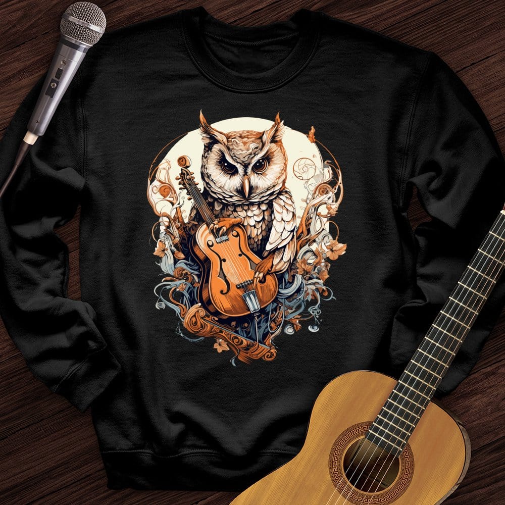 Printify Sweatshirt Black / S Owl Violin Crewneck