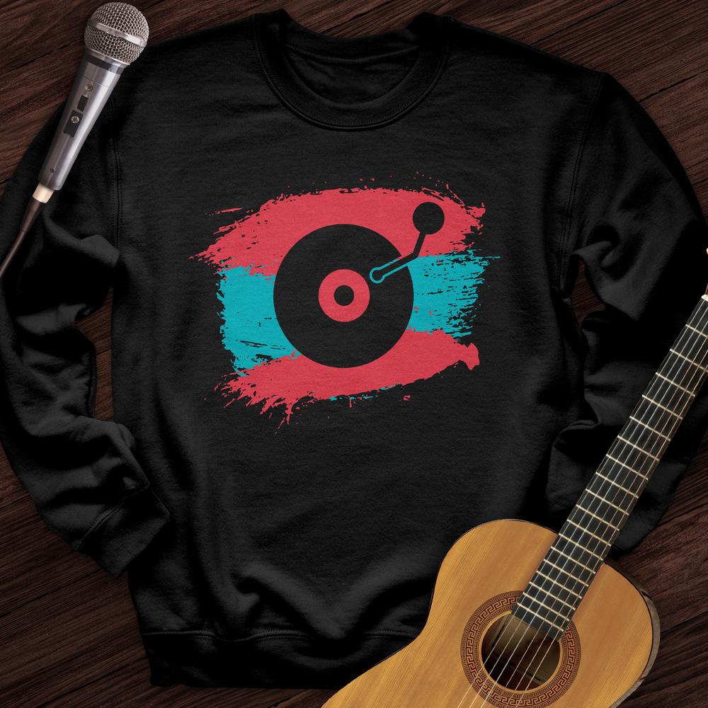 Printify Sweatshirt Black / S Painted Record Crewneck