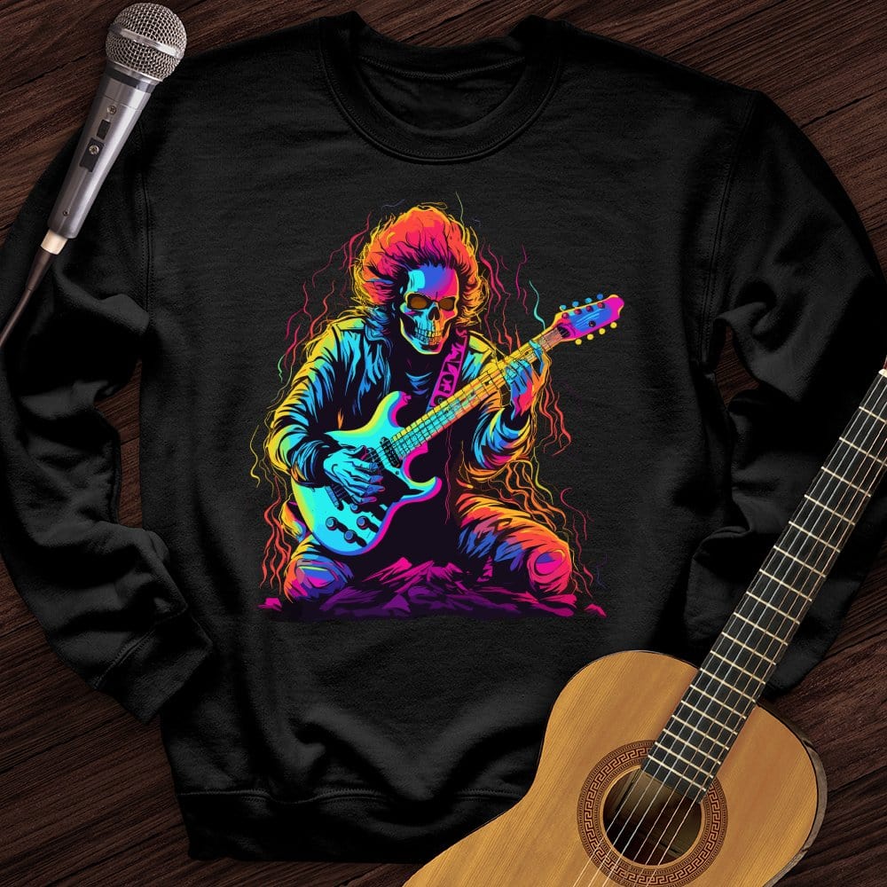 Printify Sweatshirt Black / S Pastel Skeleton Guitar Crewneck