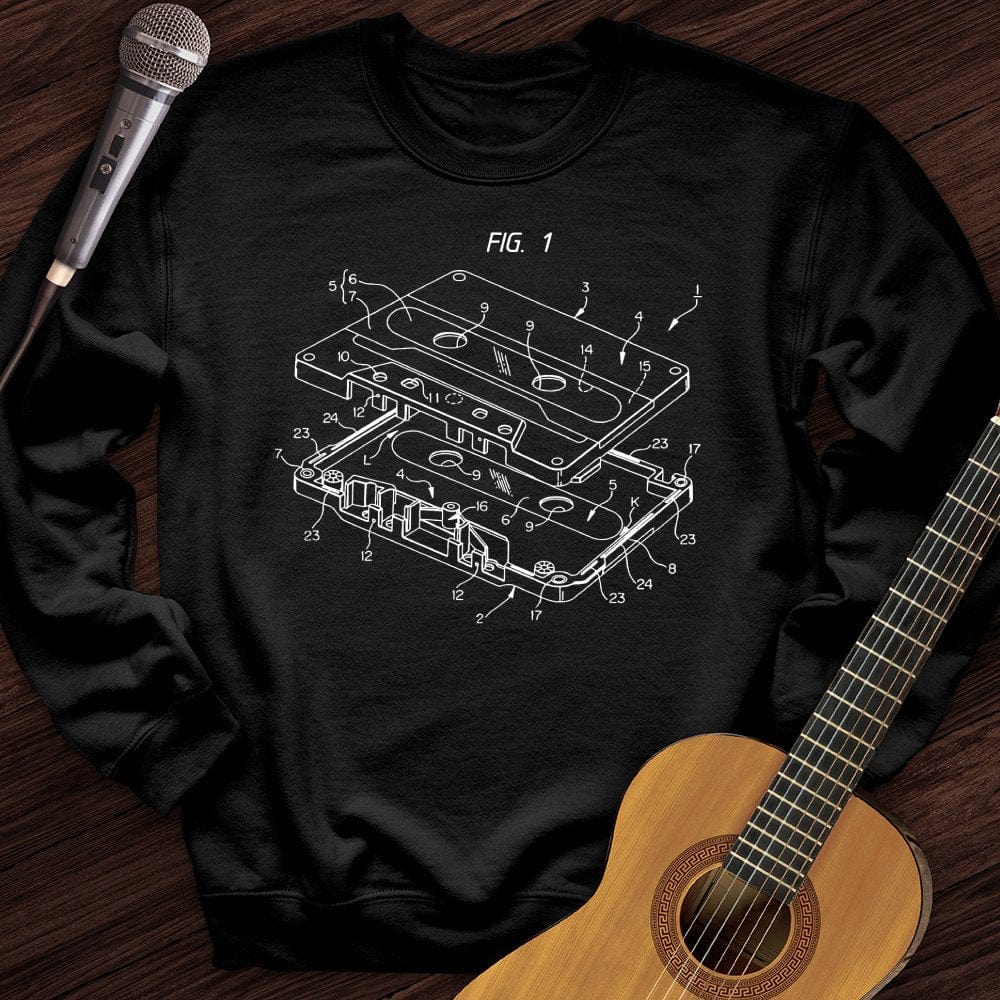 Printify Sweatshirt Black / S Patent for Cassette Crewneck