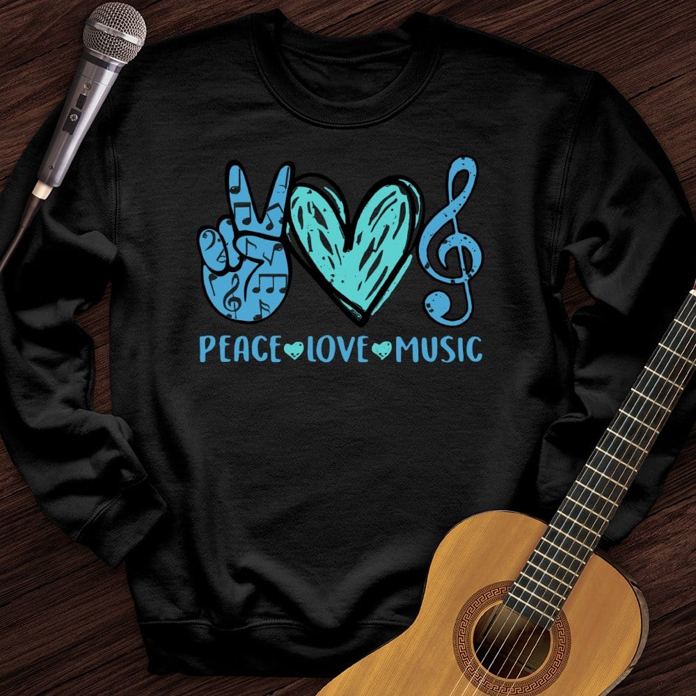 Printify Sweatshirt Black / S Peace, Love, Music Crewneck