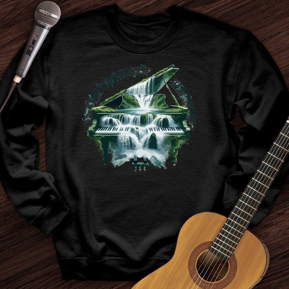 Printify Sweatshirt Black / S Piano Waterfall Crewneck