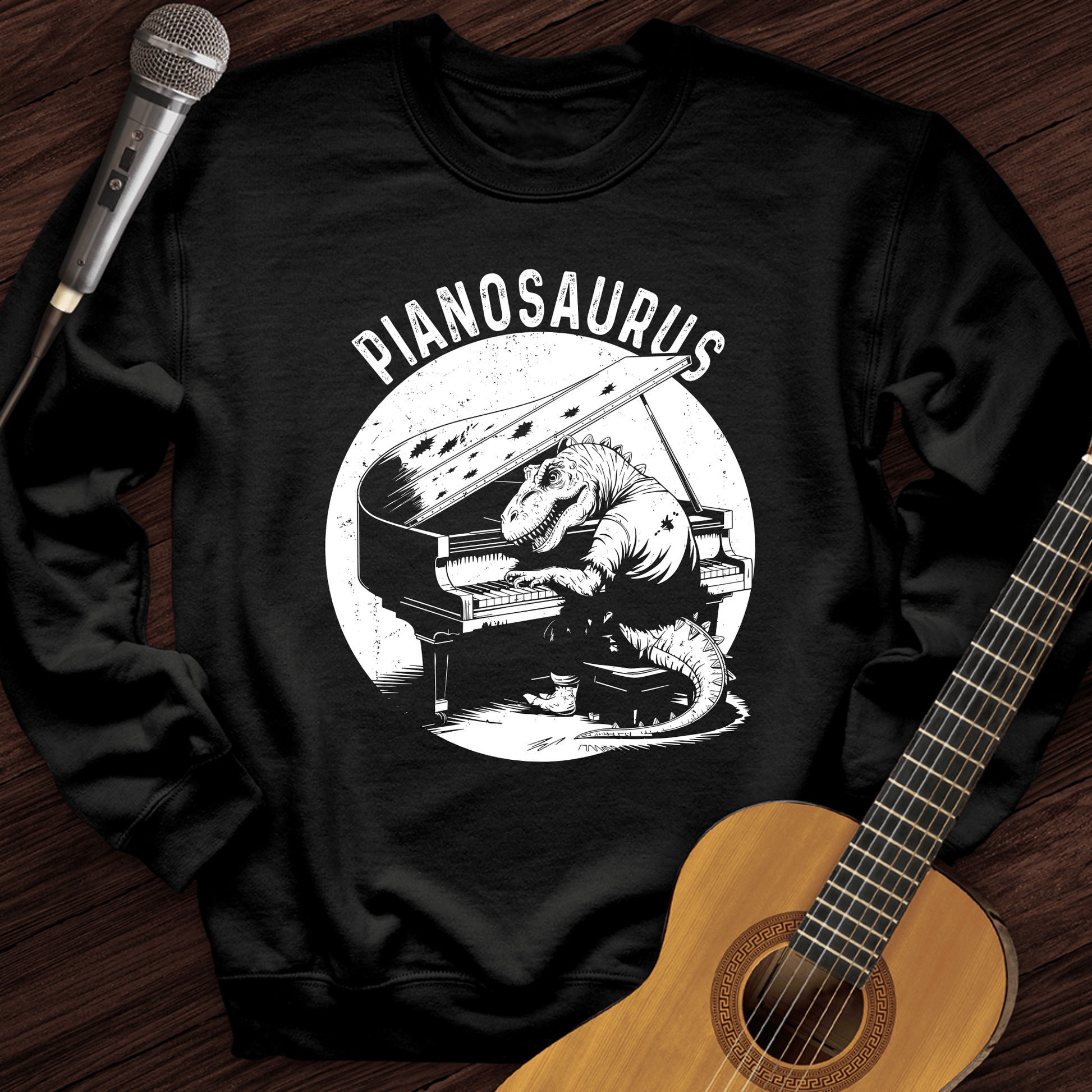 Printify Sweatshirt Black / S Pianosaurus Crewneck