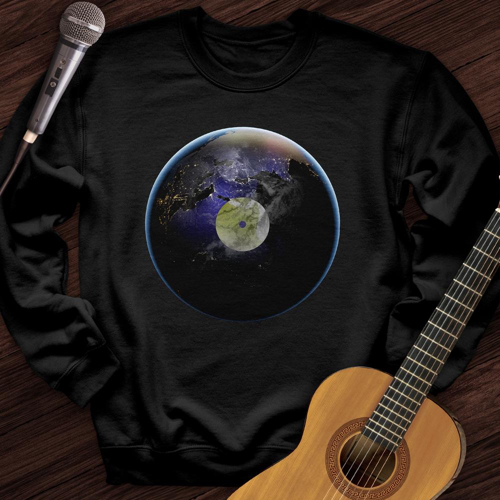 Printify Sweatshirt Black / S Planet Record Crewneck